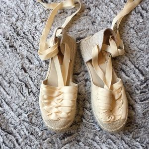 Size 6 ivory lace up espadrilles